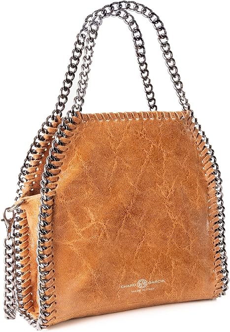 Premium Italian Leather Handmade in Florence, Italy. Crossbody Bag for Women with a Detachable Chain Strap Made in Italy