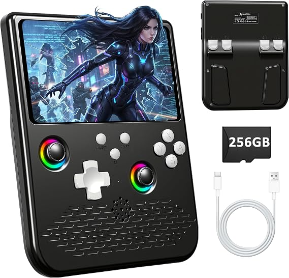 H5 Retro Gaming Console, 5.0 Inch IPS HD Screen Handheld Game Console, 256GB TF Card Build-in 40000+ Classic Games, Portable Video Arcade Support 34+ Emulators with 4000mAh Battery, Black