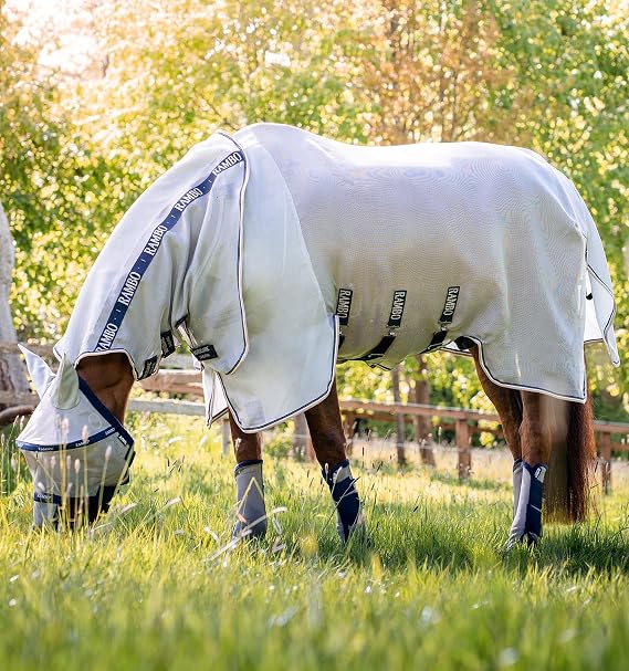 Horseware Rambo Protector Fly Sheet - Silver/Navy & White & Beige, 72 inches