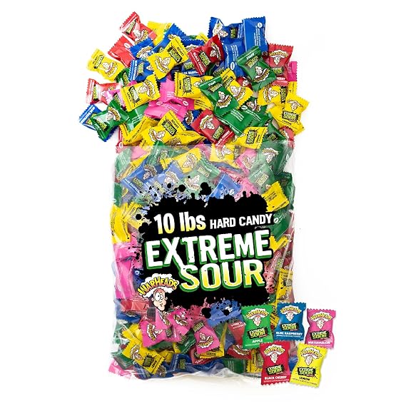 WARHEADS Extreme Sour Hard Candy Assorted Flavors Bulk Bag 10 lb Size