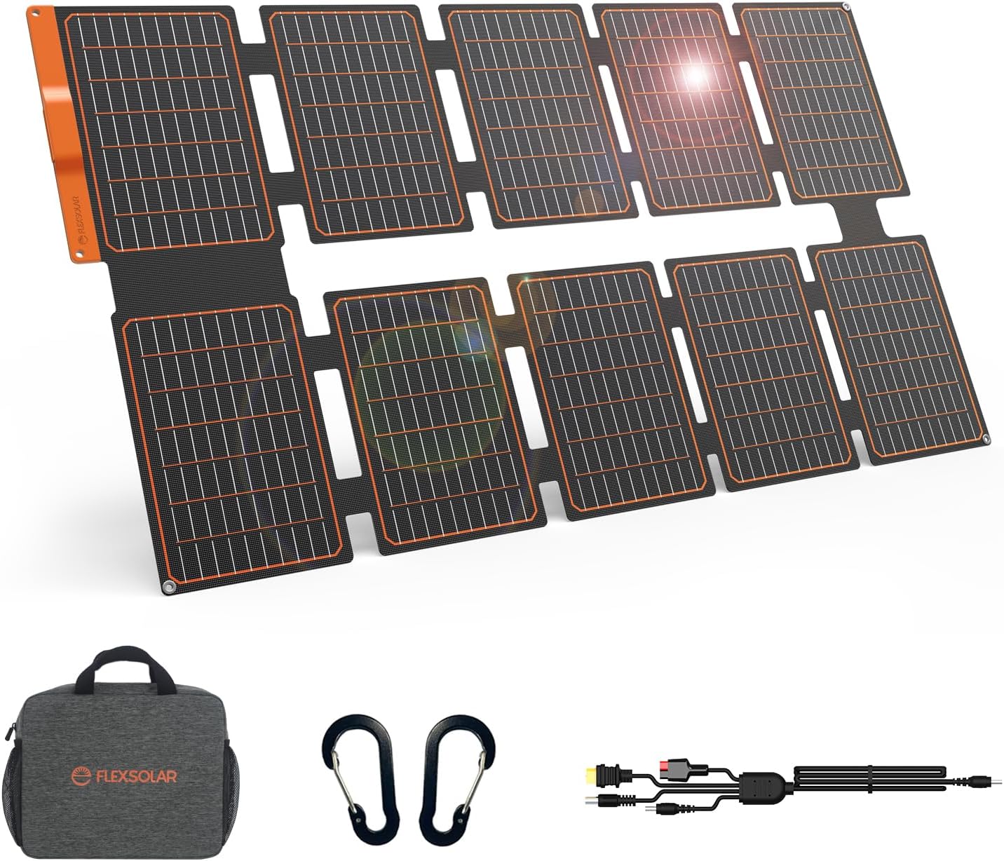 FlexSolar 100W 12V Foldable Solar Panel Kit Monocrystalline Power Station, Mobile Phones, Solar Generator, Camper RV Motorhome Outdoor Off-Grid