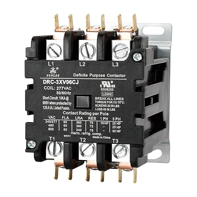 SUNLEE 60 Amp 75 RES 3 Pole 277v Coil SunLee DP Contactor A2L Compliant UL Recognized & Approved for UL 60335 Lighting Contactor 42EF35AF Equivalent