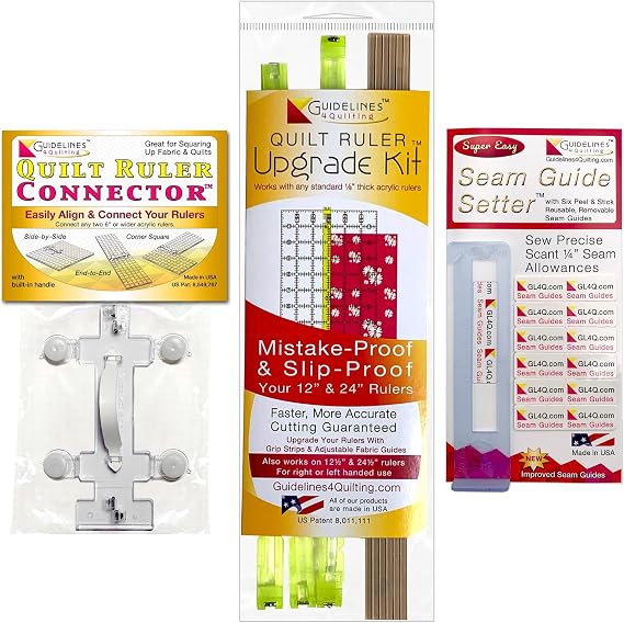 Quilt Ruler Upgrade Kit, Connector and Seam Guide Setter Bundle