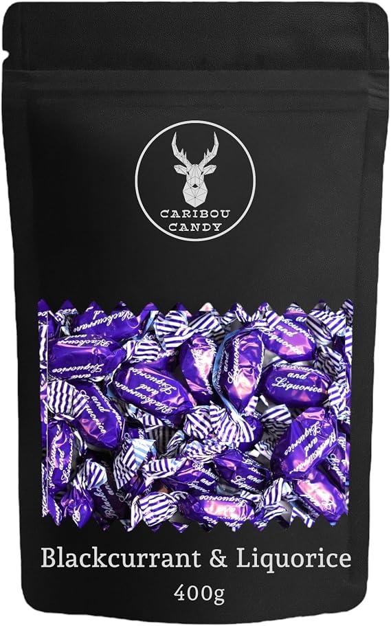 Blackcurrant & Liquorice Hard Boiled Sweets 400g – Individually Wrapped Traditional Sweets in a Resealable Pouch – Retro Pick n Mix Sweet Shop Favourite