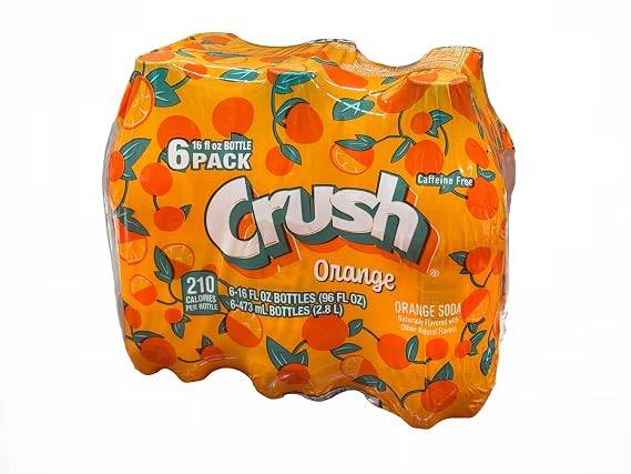 Crush Orange Soda, Caffeine Free (Pack of 6-16 Oz Bottles)