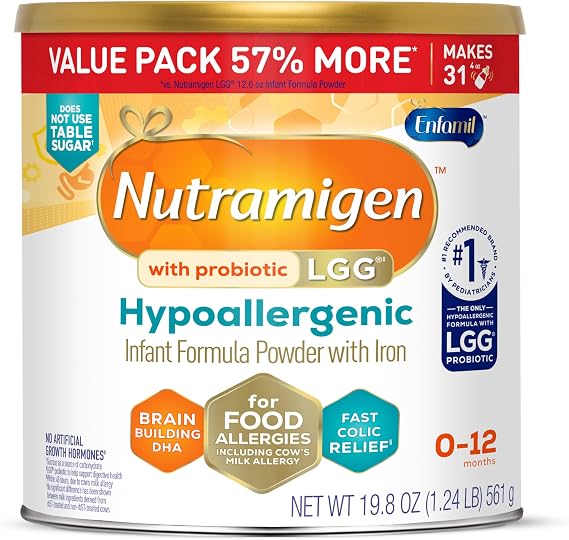 Enfamil, Nutramigen Hypoallergenic Baby Formula with Iron, Lactose Free, Colic Relief from Cow's Milk Allergy Starts in 24 Hours, Brain Building Dha, Probiotic LGG for Immune Support