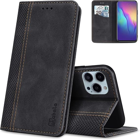 AKABEILA Compatible with Xiaomi Poco M7 4G Protective PU Leather Flip Case Stand Wallet Folding Cases Bag Cover with [Card Slot] [Stand Function] [Magnetic] Black