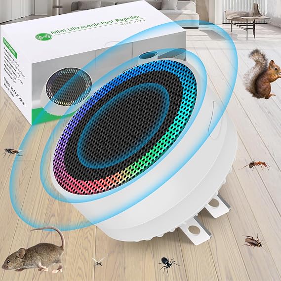 Mini Pest Control Device, 360 Indoor Mouse Preventer Plug in, Ultrasonic Pest & Insect Repellent for House, Effectively Repels Mouse, Rodent, Roach, Mosquito (White-1 Pack)