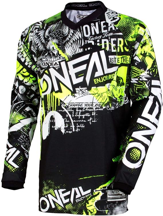 O'Neal - 0008-803 Unisex-Adult Element Attack Jersey (Black/Hi-Viz, Medium)