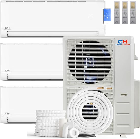 Cooper & Hunter 48,000 BTU 3-Zone Wall Mount Mini Split AC Heat Pump, 230V