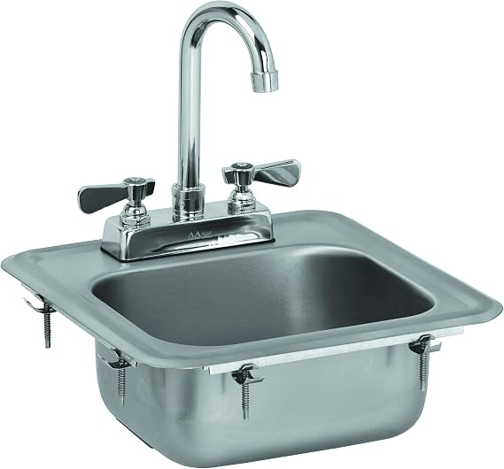 ACE HS-1317IHG Space Saver 13" x 17.5" Drop-In Hand Sink with 6" Spout Faucet & Strainer, ETL Certified