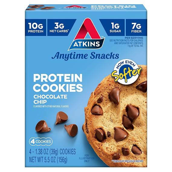 Atkins Chocolate Chip Protein Cookie, 10g Protein, 4 Count