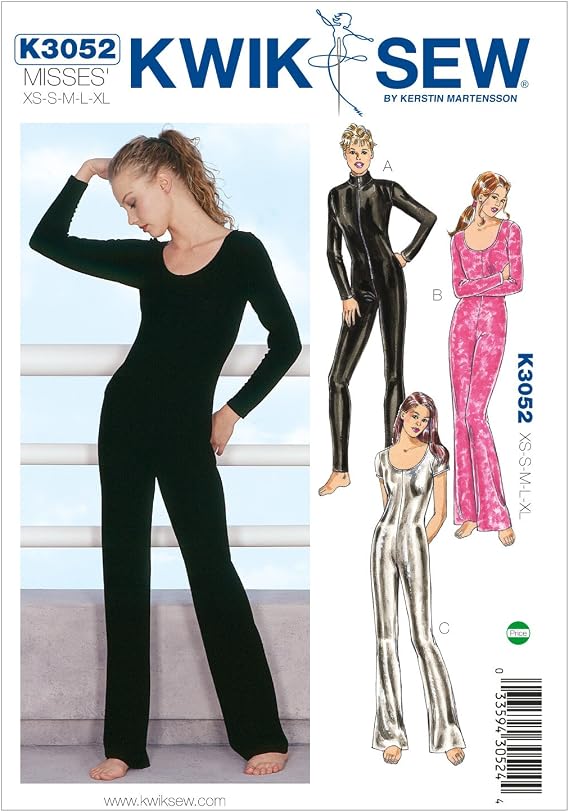 Kwik Sew K3052 Unitards Sewing Pattern, Size XS-S-M-L-XL