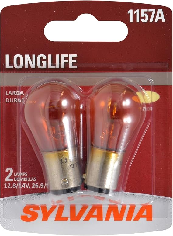 SYLVANIA - 1157A Long Life Miniature - Amber Bulb, Ideal for Park and Turn Lights (Contains 2 Bulbs)