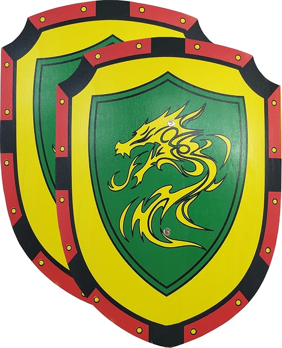 Adventure Awaits! - 2-Pack - Handmade Wooden Toy Dragon Shield - Handmade - Lightweight Wood Toy Shield Set for Outdoor Play