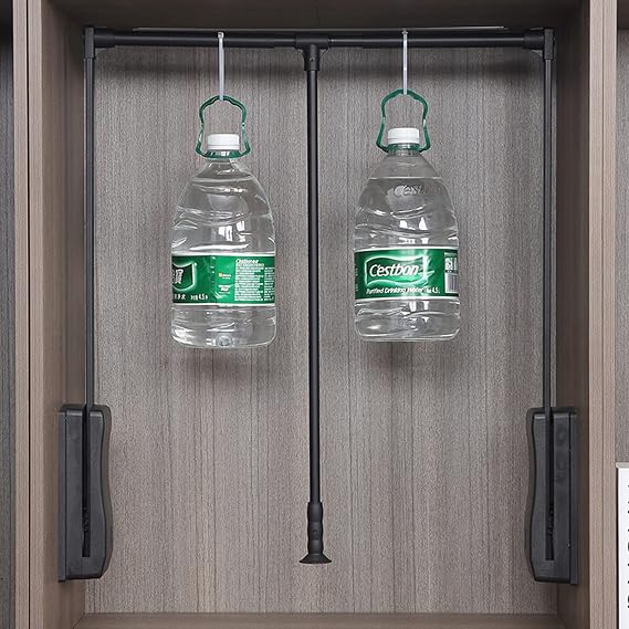 Extendable Pull Down Closet Rod Adjustable Retractable Wardrobe Hanger Clothing Rail Lift Organizer