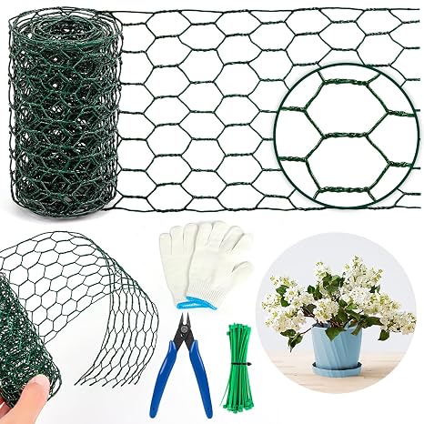 Floral Wire Netting, 4 x 118 Inch Mesh Netting with Plier, Protect Plant & Decorate Flower Arch, DIY Craft