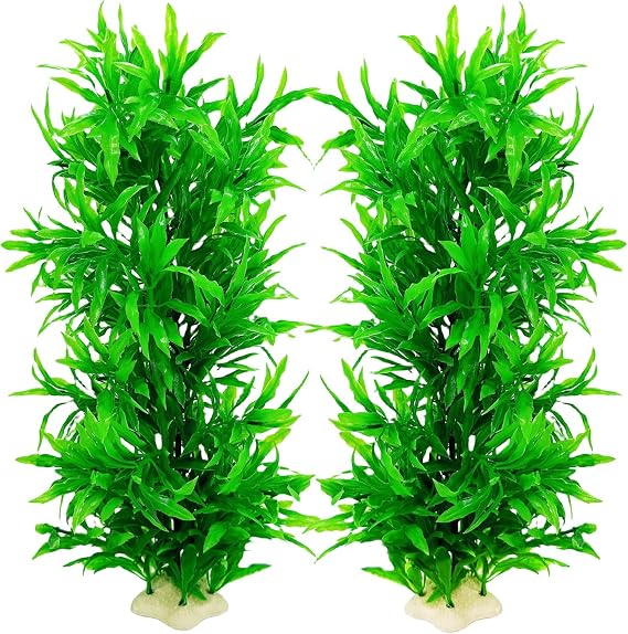 Tfwadmx Plastic Fish Tank Plants Decoration Artificial Seaweed Ornament for Fish Tank Decor Plastic Plant for Betta Shrimp 2 Pcs About 13 inch