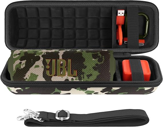 co2CREA Hard Travel Case for JBL Flip 7/6/5/4 Speaker, Black Camo