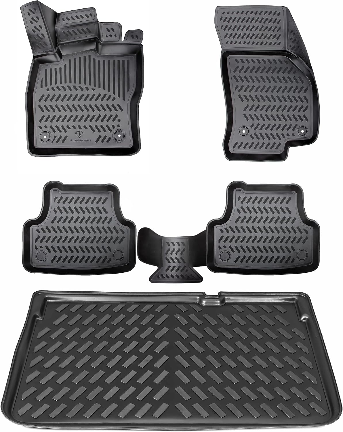 ELMASLINE 3 D Rubber Mats & Boot Liner for Renault Kangoo 2010-2021 Estate Floor Mats Boot Mat Accessories