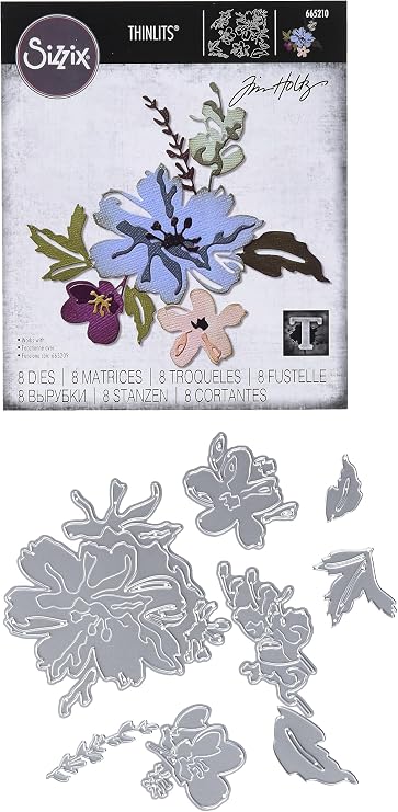Sizzix Thinlits Die 665210 Brushstroke Flowers #2 by Tim Holtz 8 Pack