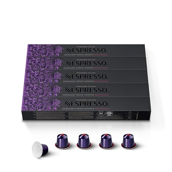 Nespresso Original, Arpeggio Decaffeinato, 50-Count Espresso Coffee Pods | Capsules Dark Roast Pack of 1