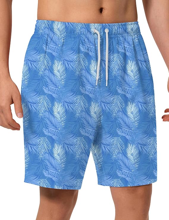 Mens Swim Trunks 8 inch Inseam Mesh Liner Quick-Dry Lightweight 4-Way Stretch Bathing Suit Swimming Trunks for Men UPF 50+