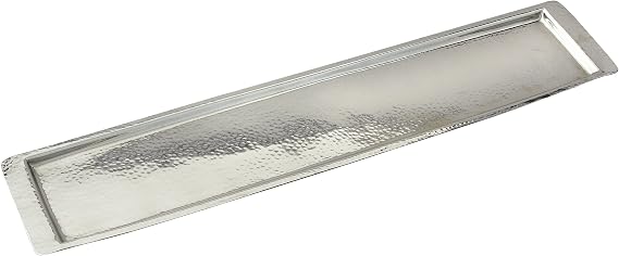 Elegance Stainless Steel Hammered Rectangular Tray, Large, 25.5 by 5.5-Inch, Silver