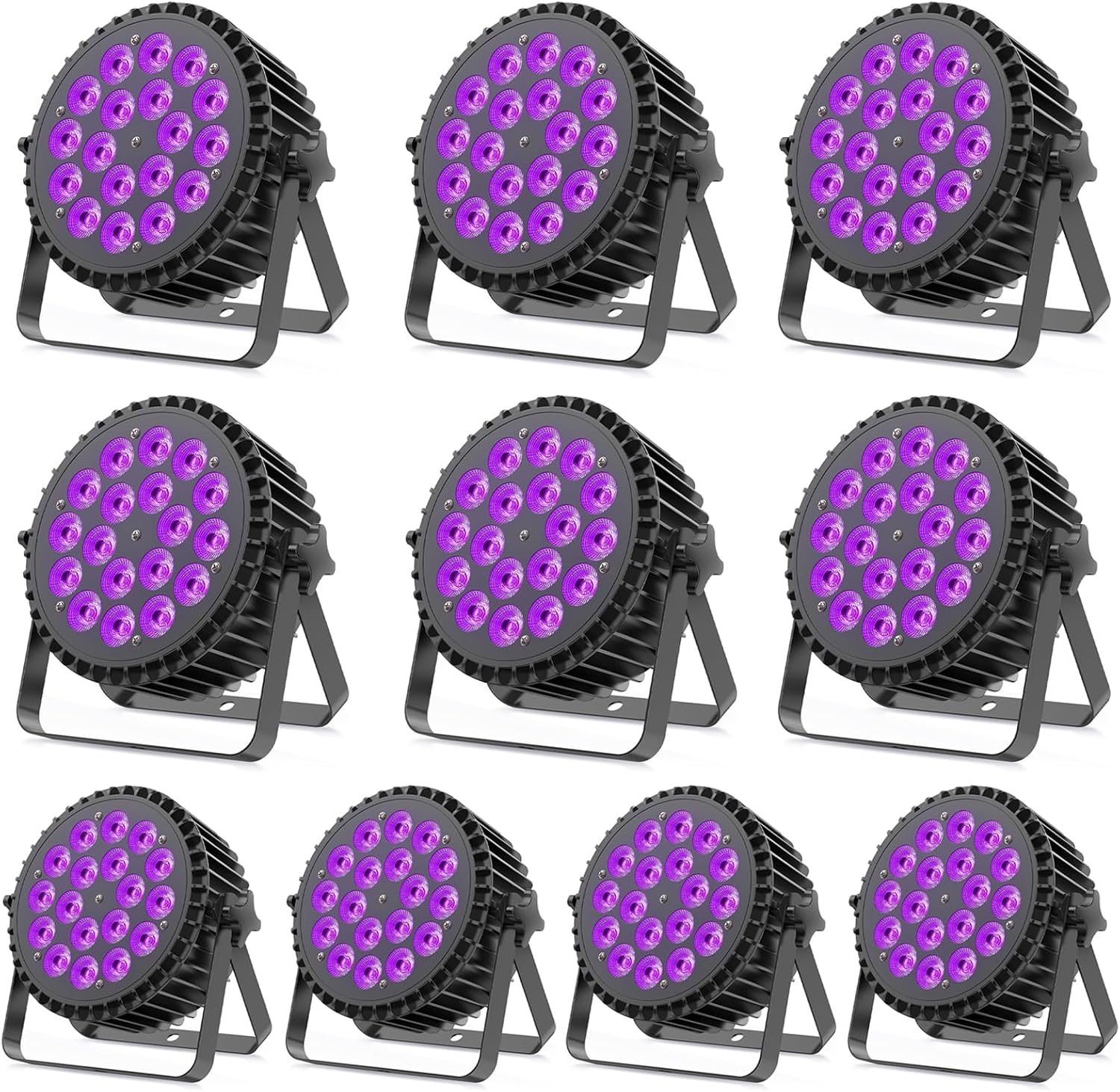 LED Stage Lights RGBWAUV 6-in-1 Par Lights, HOLDLAMP 18X12W High Power Par Can Lighting with DMX Control Sound Activated Uplights for Events Christmas DJ Wedding Stage Party Church Show 10 Packs