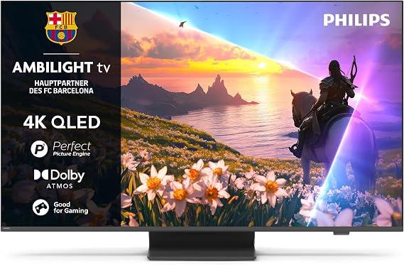 Philips Ambilight 55PUS8600 4K QLED Smart TV - 55 Inch Display with P5 Perfect Picture Engine Ultra HD Titan OS Dolby Vision and Dolby Atmos Sound [Energy Class F]