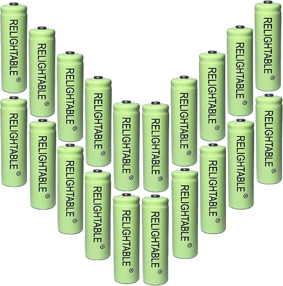 AA Size NiCd AA 600mAh 1.2V Rechargeable Batteries for Solar Lamp Solar Light (20-PCS 600mAh Green)