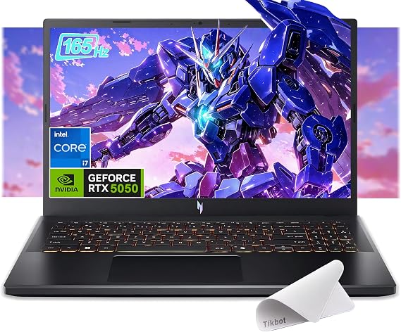acer Nitro V 15.6" FHD IPS 165Hz Gaming Laptop, Intel Core i7-13620H, NVIDIA GeForce RTX 5050,Windows 11 Home,with Mouse pad (16GB RAM, 1TB PCIe SSD)