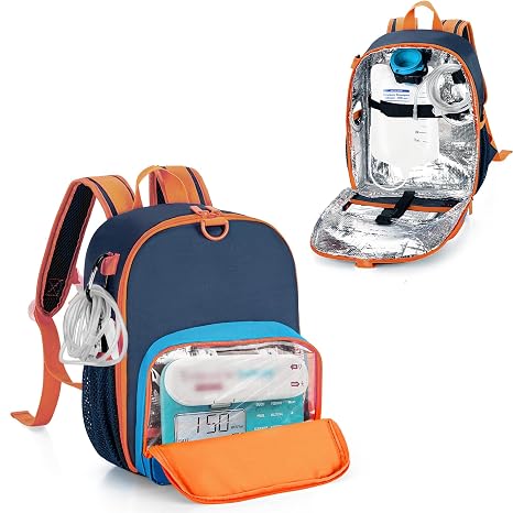 CURMIO Feeding Pump Backpack for 500ml Feeding Bag, G/J/GJ Tube, Blue