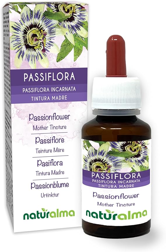 Passionflower (Passiflora incarnata) herb with Flowers Alcohol-Free Mother Tincture Naturalma - Liquid Extract Drops 60 ml - Food Supplement - Vegan