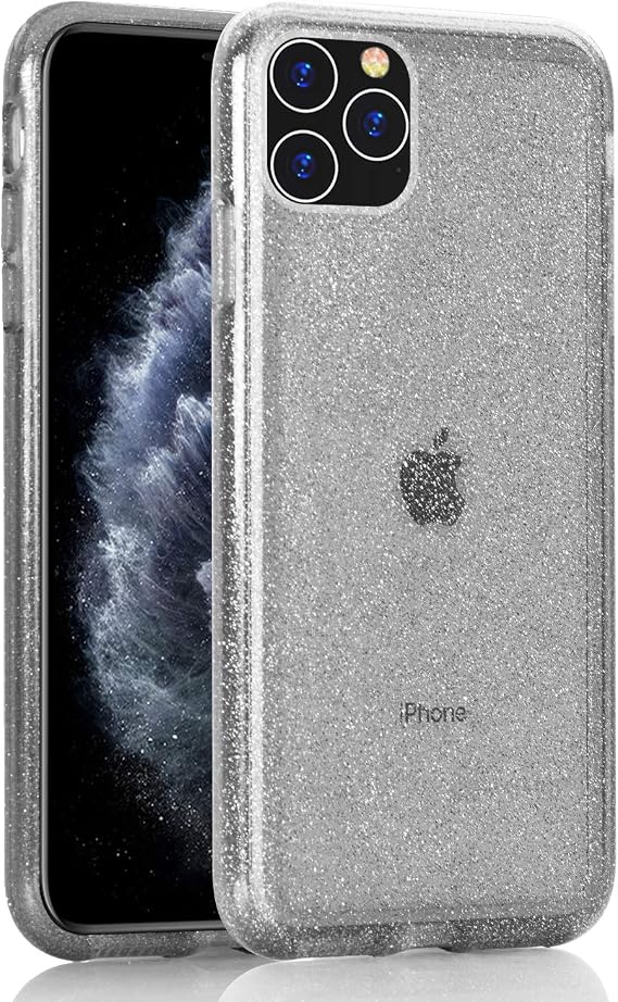 BAISRKE Clear Glitter Case for iPhone 11 Pro Max, Hybrid Heavy Duty Protection Case Hard Plastic & Soft TPU Sturdy Shockproof Armor High Impact Resistant Cover for iPhone 11 Pro Max [Black]