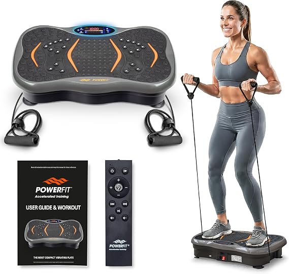 Powerfit Vibration Plate Exercise Machine - Full Body Vibration Platform for Weight Loss & Lymphatic Drainage