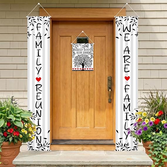 Family Reunion Door Banner Family Party Decorations 3Pcs We are Family Door & Porch Banner for Housewarming Adoption Family Gathering Party Supplies
