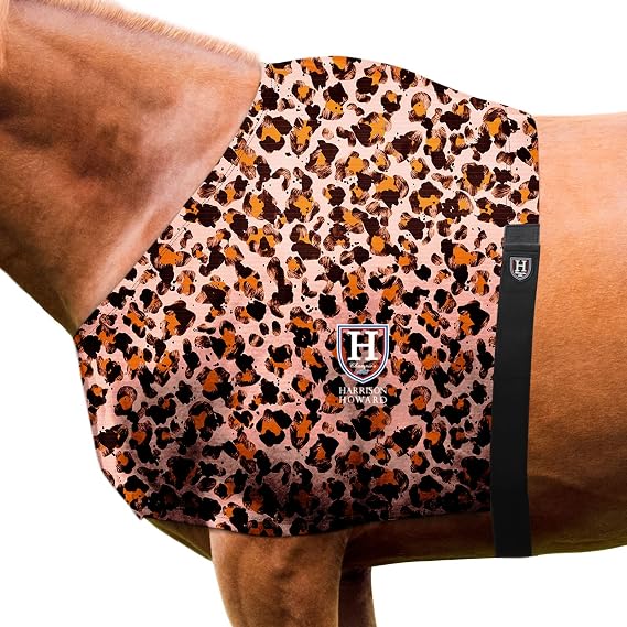 Harrison Howard Breathable Elastic Horse Shoulder Guard Anti-Rub Stretch Bib for Sensitive Skin, Lightweight Comfortable Fit Classic Leopard M