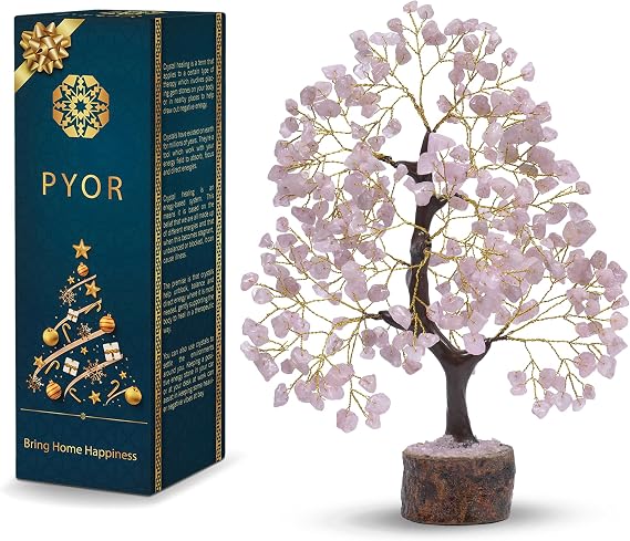 PYOR Rose Quartz Tree of Life Birthday Gifts for Women 10 Inch 300 Beads