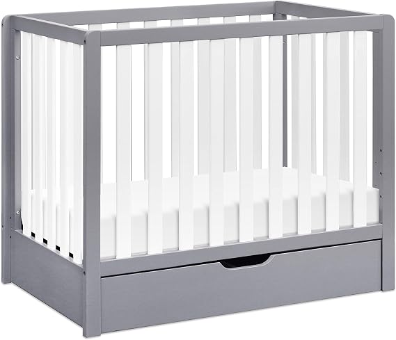Carter's by daVinci Colby 4-in-1 Mini Crib w/ Trundle Storage, Grey & White