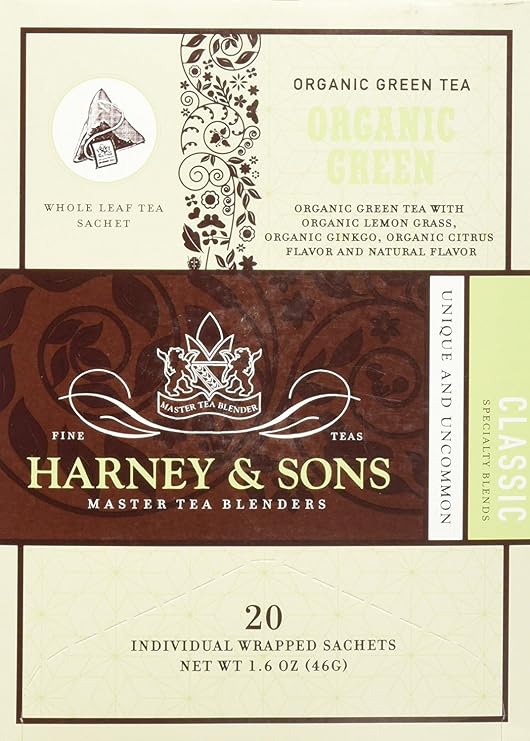 Harney & Sons Fine Teas Organic Green with Citrus & Ginkgo - 20 Wrapped Sachets