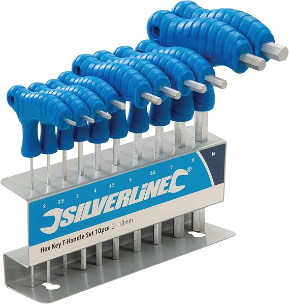 Silverline - T-Handle Hex Keys, 10pcs 2-10mm (323710)