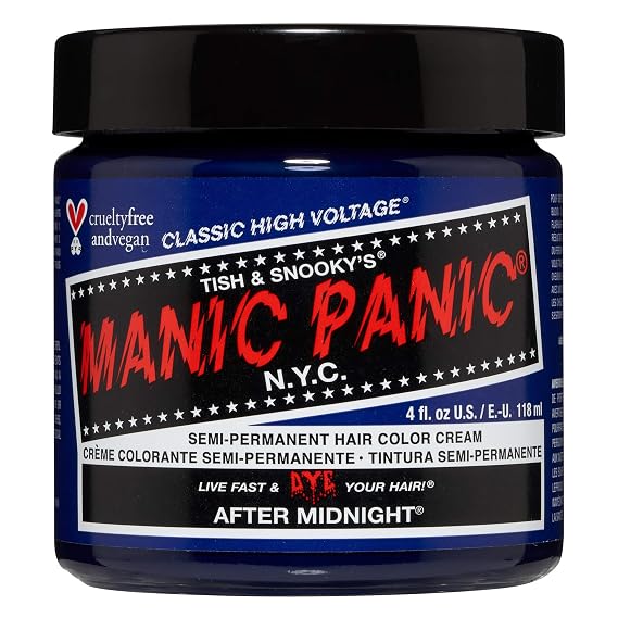 MANIC PANIC Classic After Midnight Semi Permanent Hair Color - Dark Blue Hair Dye for Women & Men That Lasts 4-6 Weeks - Vegan, Ammonia & Cruelty-Free - Create & Mix Custom Shades (4oz)