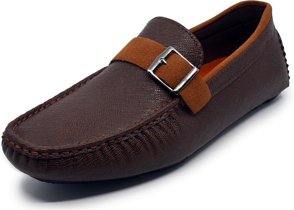 AKADEMIKS Men's Buckle & Bit Loafers Driving Moccasins with Memory Foam Comfort