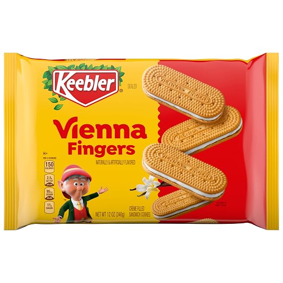 Keebler Vienna Fingers Cookies, Sandwich Cookies with Creme Filling, 12 Oz