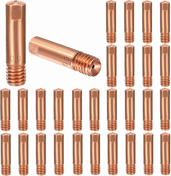 30 Pack Mig Welding Contact Tips 0.035"/0.9mm M6x25mm Copper Welder Tips for MB-15AK MIG/MAG Welding Torch, Welding Gun Consumables Accessory