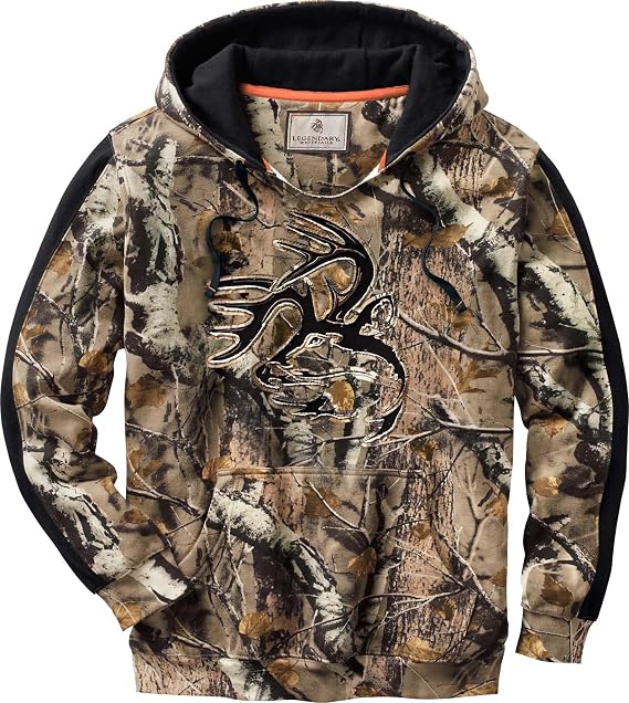 Legendary Whitetails Men's Camo Hoodie Pullover Sweatshirt Midweight V-neck Design Hooded Sweatshirt