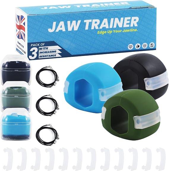 Beeline Essentials Jaw Exerciser - Jawline Trainer - Men - Women - Adult - Pack Of 3 (40,50 And 60 Lbs Resistance)