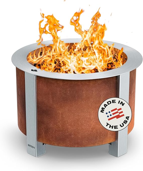 Breeo Smokeless Fire Pit X Series 19 - Corten Steel, 22.1 in | 47 pounds, smokeless firepit for outside, ideal for families, compatible with wide range of Breeo accessories