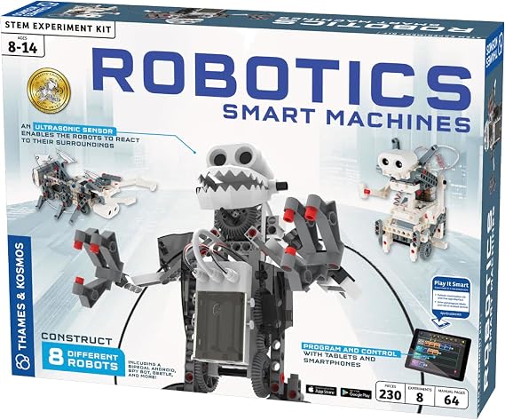 Thames & Kosmos | Robotics Smart Machines | Robotics for Kids 8 and up | STEM Kit builds 8 Robots | Full Color Manual to help with assembly | Requires tablet or smartphone | Parents Choice Gold Award